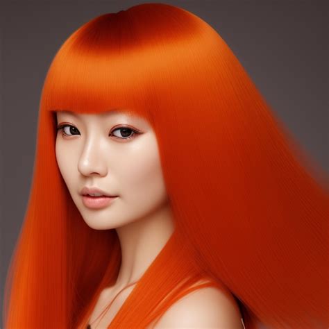 Premium AI Image A Woman With Bright Orange Hair And A Red Dress