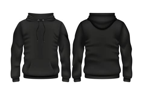 Front and back black hoodie vector template