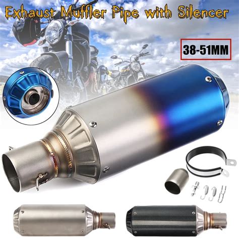 38~51mm Modify Motocross Muffler Pipe With Silencer Universal Motorcycle Stainless Steel Exhaust