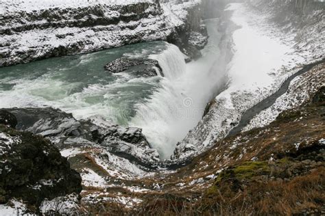 Gullfoss Waterfall In Winter Icelandic Nature Reserve The Waterfall