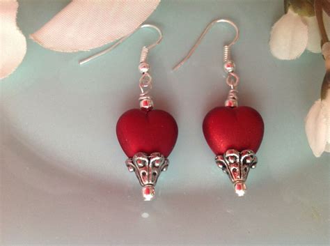 Red Heart Earrings Gift For Her Valentine Earrings Heart Jewelry