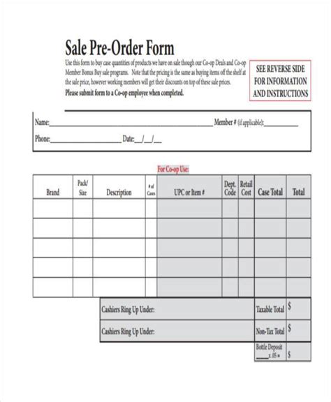 Free Simple Order Forms In Pdf Excel Ms Word