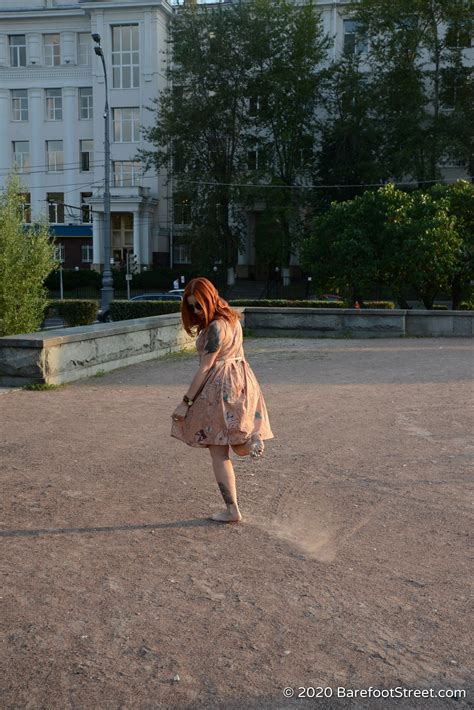 Tattooed Redhead Mature Girl Elena Spends Summer Evening Barefoot In The City Part 1 Of 6