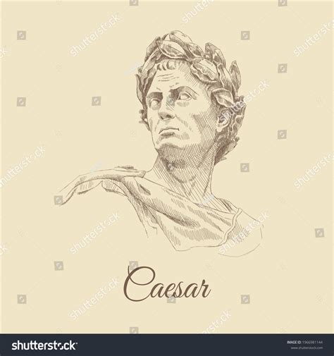 Sketch Portrait Roman Emperor Gaius Julius Stock Vector Royalty Free