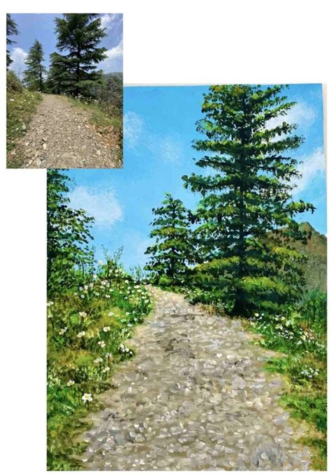 Miniature Landscape Painting Mussoorie Uttarakhand Imagicart