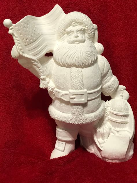 Large American Santa Claus In Ceramic Bisque Ready To Paint