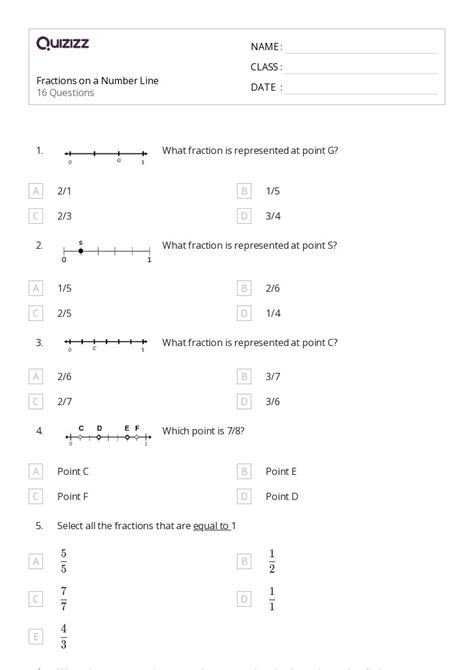 50 Fractions On A Number Line Worksheets On Quizizz Free And Printable