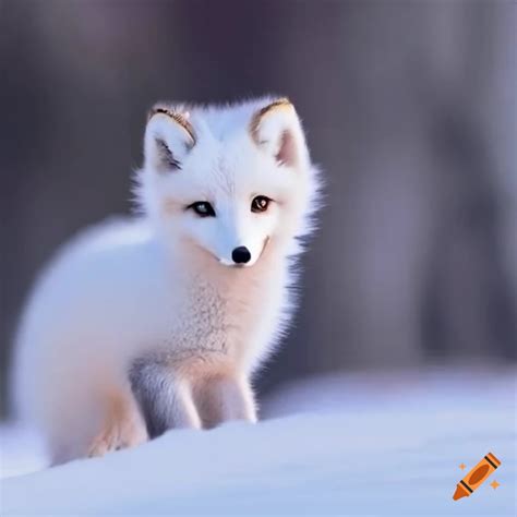 Arctic fox cub in snowy landscape on Craiyon