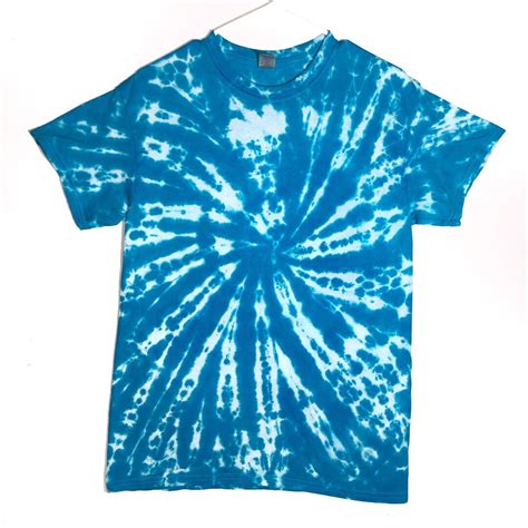 Tshirt Tie Dye Spirale Blu Turchese Azzurro Tinto A Mano Etsy