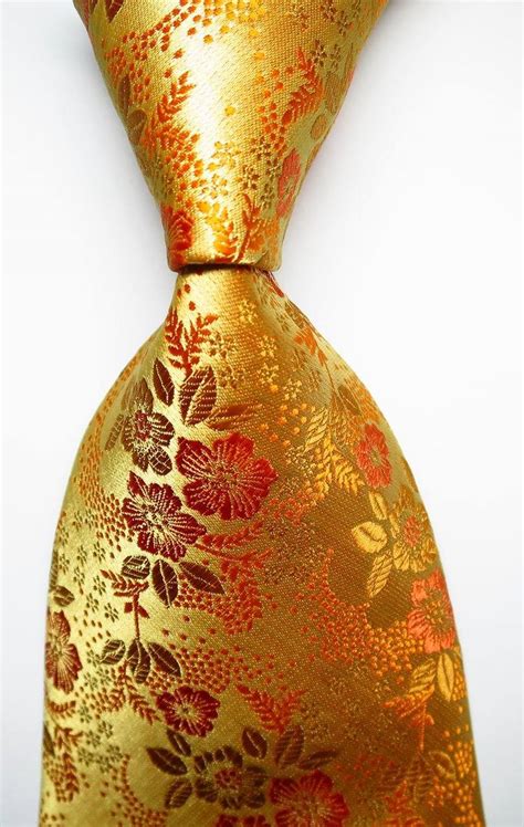 New Classic Floral Gold Yellow Jacquard Woven 100 Silk Men S Tie Necktie Ties Mens Mens