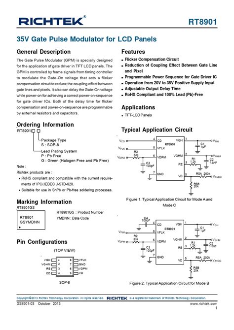 Rt8901 Richtek Modulator Hoja De Datos Ficha Técnica Distribuidor