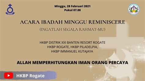 Hkbp Resort Rogate Ibadah Minggu Reminiscere Februari Pukul