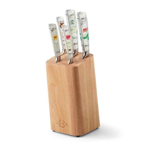 Lenox Butterfly Meadow 6 Piece High Carbon Steel Knife Set With Block