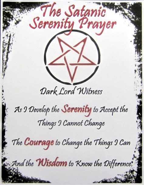 Satanic Serenity Prayer Print Poster 8 1 2 X 11 Occult Novelty