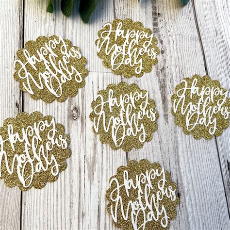 Happy Mothers Day Cupcake Toppers Scallop Disc Cake Topper Etsy