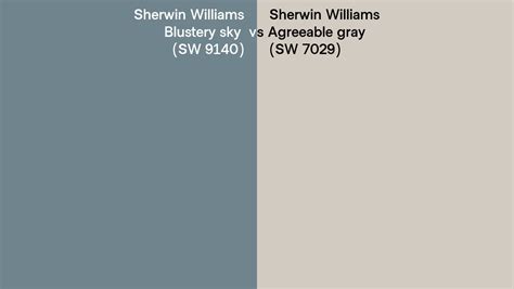 Sherwin Williams Blustery sky vs Agreeable gray side by side comparison