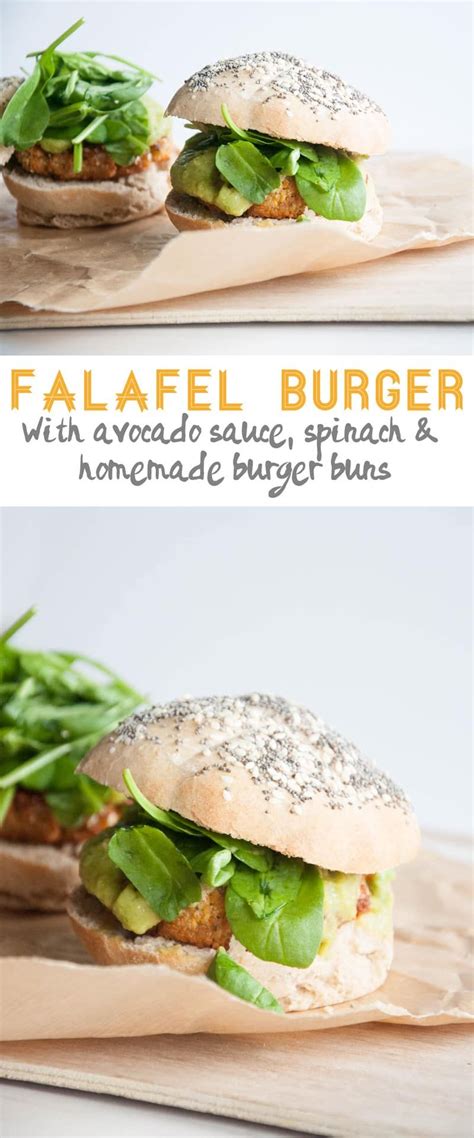 Recipe For A Vegan Falafel Burger With Avocado Sauce Spinach