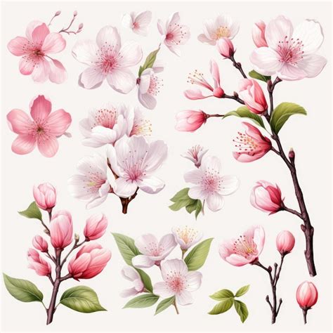 Premium AI Image Watercolor Sakura Flowers