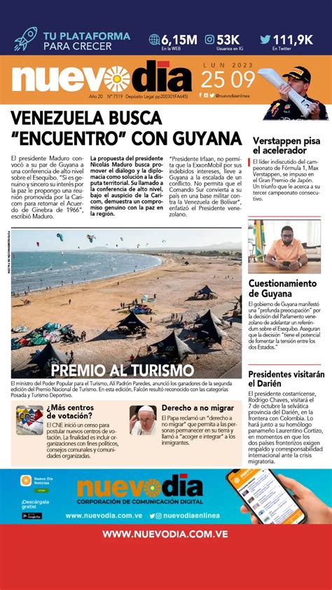 Portada lunes 25 de septiembre de 2023 Nuevo Día