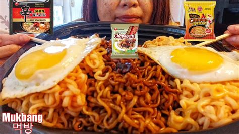 SHIN RAMYUN OTTOGI JJAJANGMYEONSPICY CHEESE RAMEN MUKBANG BLACK BEAN