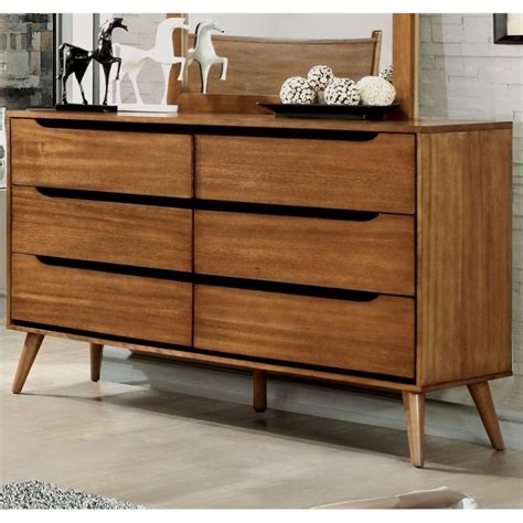 Furniture Of America Belkor Mid Century Modern Wood Drawer Dresser In