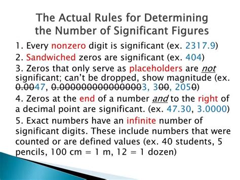 Ppt The Actual Rules For Determining The Number Of Significant Figures Powerpoint Presentation