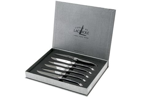 Forge Laguiole Set De Juego De Cuchillos Para Carne Cuerno Negro