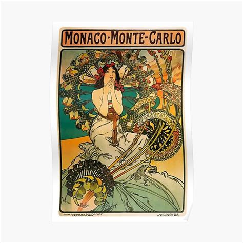 Art Nouveau Monaco Monte Carlo Alfons Mucha Vintage Art Premium Matte