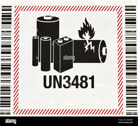 UN3481 Lithium ion battery warning Sticker closeup safety instructions ...
