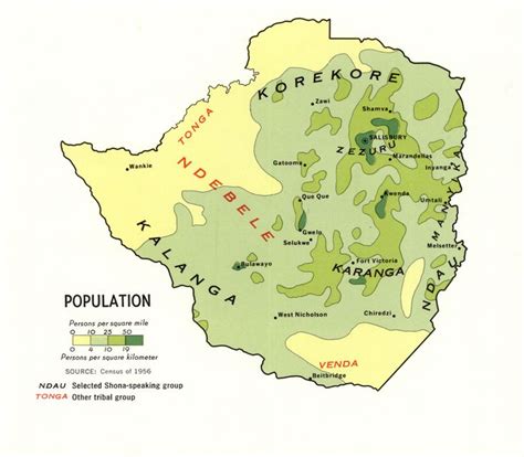 Population density of Zimbabwe, 1970 | Density, Zimbabwe, Shona