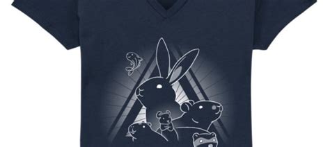 T Shirt Bio Col V Femme Bleu Marine White Rabbit