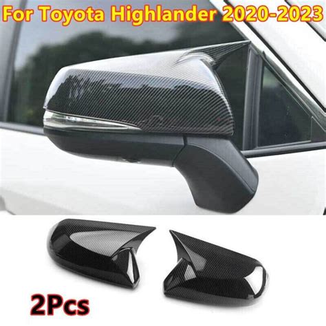 Carbon Fiber Ox Horn Rear View Mirror Cover Trim For Toyota Highlander 2020 2021 2022 2023