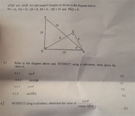 Solved • ﻿pqr ﻿and Sqr ﻿are Right Angled Triangles