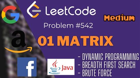 LeetCode Problem 542 01 Matrix In Java FAANG Coding Interview