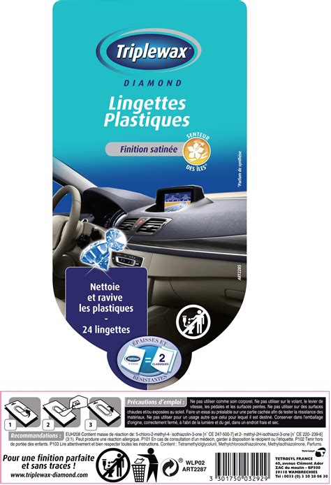 24 lingettes nettoyantes plastiques finition satinée TRIPLEWAX Diamond