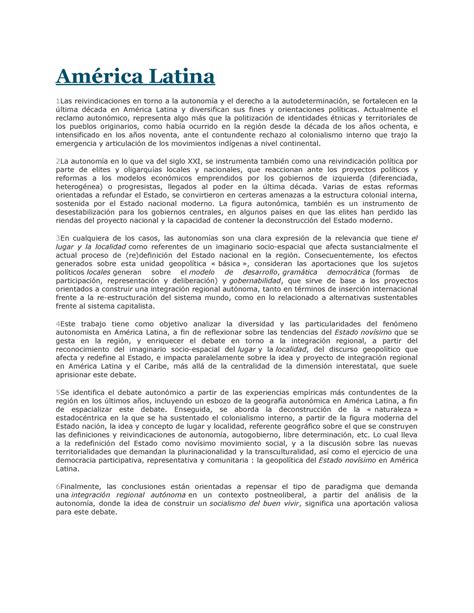 Am Rica Latina Estudios Am Rica Latina Las Reivindicaciones En