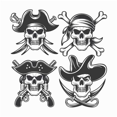 Premium Vector Vintage Tattoo Style Pirate Skulls Vector Art Illustration