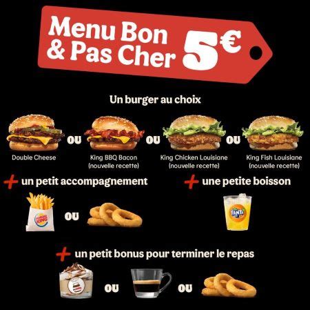 Menu Bon Et Pas Cher Burger King Bpc