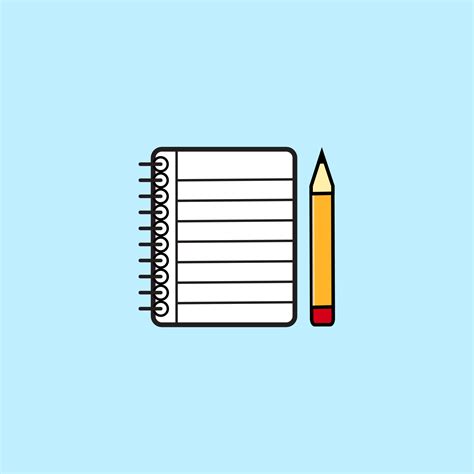 Lesson Pencil Notebook Icon Flat Illustration Of Lesson Pencil