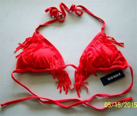 Old Navy Bikini Top Orange Fringe Cute Swimsuit Bathing Suit Small