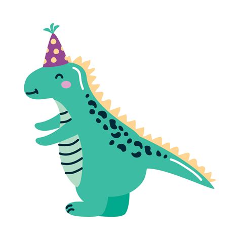 Tyrannosaurus With Birthday Hat Vector Art At Vecteezy