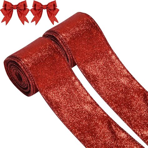 Amazon Rolls Yards Christmas Ribbon Metallic Glitter Ribbon