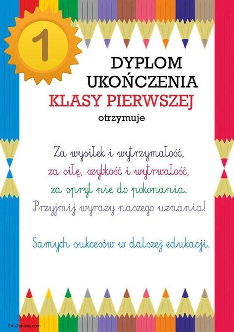 Dyplom ukończenia klasy 1 szkoły podstawowej do pobrania edycji druku