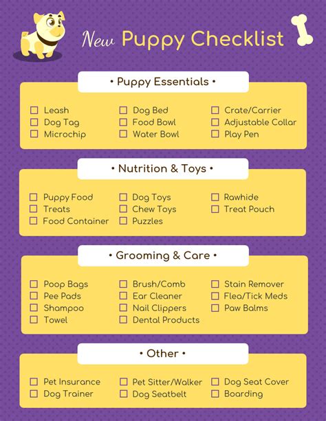 Purple Puppy Shopping Checklist Template Venngage