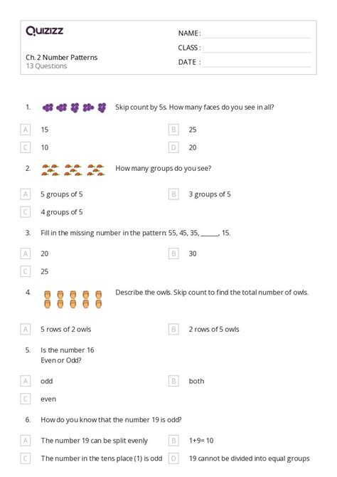 Number Patterns Worksheets For Rd Grade On Quizizz Free