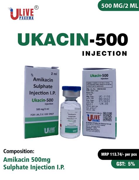 Allopathic Amikacin Sulphate 500 Mg Injection Packaging Type Single