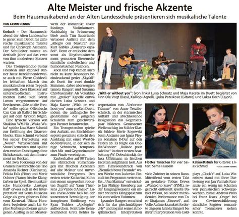 Alte Landesschule Korbach Beim Hausmusikabend An Der Alten