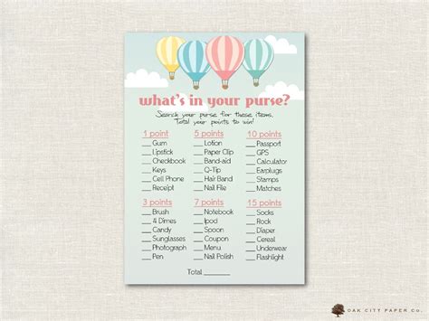 Hot Air Balloon Baby Shower Games Balloon Baby Shower Games Etsy