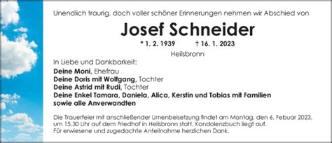 Traueranzeigen Von Josef Schneider Trauer Flz De