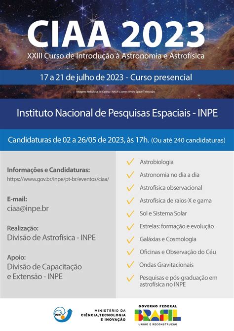 Astrofísica do INPE on Twitter O prazo para se candidatar a